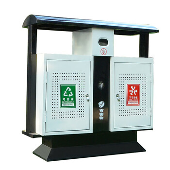 者也 不锈钢垃圾桶 户外垃圾箱室外公园景区小区果皮分类垃圾桶不锈钢大号双桶垃圾箱 镀锌板（钢板1.2mm厚）