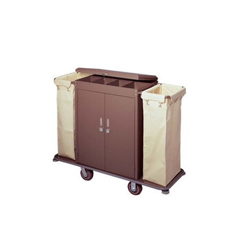 庄太太【双边加厚6寸轮】新布草车酒店双边客房工作车收纳布草车房口车清洁服务车推车 