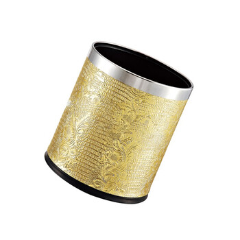 步鑫 圆形双层房间垃圾桶 室内果皮桶 GPX-45 鳄鱼纯金皮纹