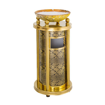 兰诗（LAUTEE）WY6019 酒店大堂垃圾筒 过道电梯口烟灰桶 宝鼎黑烤漆黑白盆