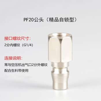 山耐斯（TWSNS 空压机气管自锁C式快速接头 2分内螺 APF20公头