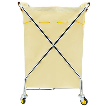 益美得 D-027 酒店宾馆布草车物业清洁工具车手推车衣物收集车 小号不锈钢管X型（黄色）