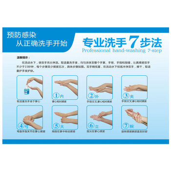 冰禹 BYbp-525 医院七步洗手法步骤图 预防病毒勤洗手标识贴纸 款式一 30*40cm