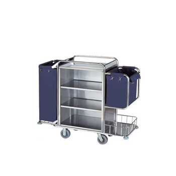 庄太太【双边布草车】新布草车酒店双边客房工作车收纳布草车房口车清洁服务车推车