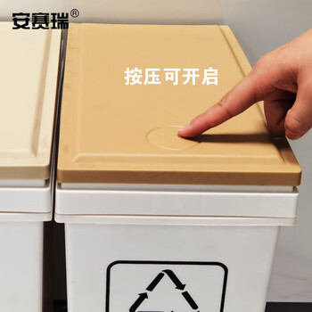 安赛瑞 分类垃圾桶 可回收垃圾桶 20L×2 滑轮按压式带盖垃圾桶 办公室环卫垃圾桶 710195