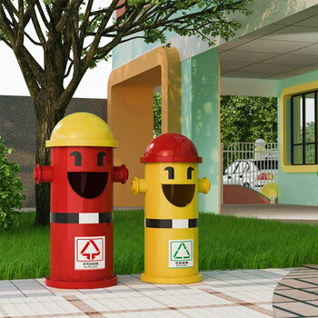 庄太太【红色大号100cm】垃圾桶幼儿园卡通分类垃圾桶消防主题公园户外垃圾箱