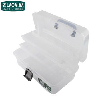老A LAOA LA111903三层塑料收纳箱存储箱五金工具箱手提箱塑料箱白色12.5"