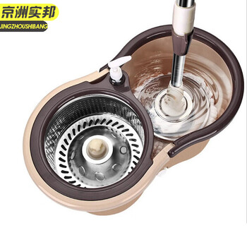 京洲实邦【黑色加厚款全钢配置+2拖头】旋转拖把桶双驱动拖把创意免手洗好神拖JZSB8054