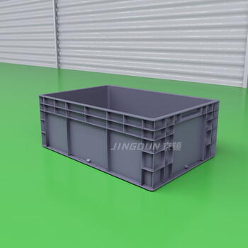 京顿 600*400*330MM塑料周转箱 欧标EU物流箱 大号汽配箱工具零件收纳箱胶框子 灰色