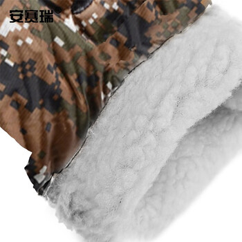 安赛瑞 加绒迷彩手套 冬季防寒防滑保暖全指手套 户外加厚保暖棉手套 迷彩绿 25559