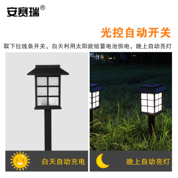 安赛瑞 太阳能灯   草坪插地灯景观装饰两用路灯 白光 方格款 2个装 766040