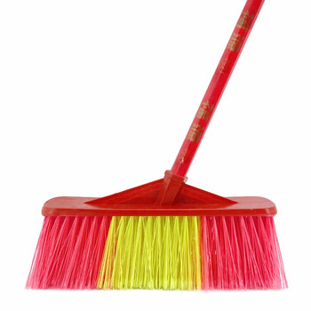 兰诗（LAUTEE）SB-0318 加长杆环卫物业木柄扫把笤帚 红色长斜杆宽头