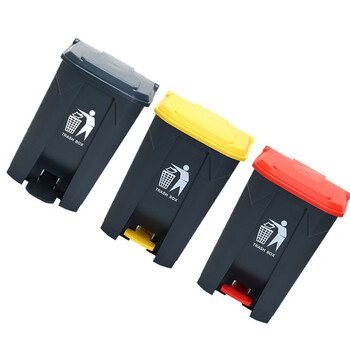 苏识 YJ-A034 87升塑料脚踏垃圾桶户外带盖创意办公商场酒店脚踩垃圾箱加厚(计价单位：个)灰桶灰盖