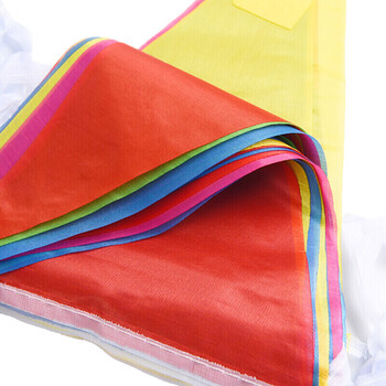 鸣固 小彩旗三角旗  工地警戒旗串旗白绳 50米100面【14*18cm】