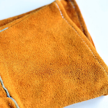 者也（ZYE）焊工劳保手套牛皮革袖焊工防护手套 加长牛皮电焊手套 防烫隔热焊接半皮手套 加固双层长款 黄色