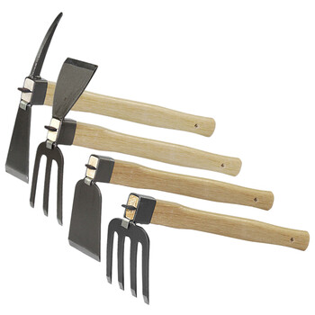 兰诗（LAUTEE）WY4083 木柄小锄头园艺工具除草耙子 加厚全钢羊角锄镐