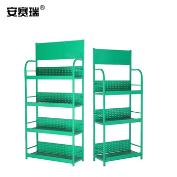 安赛瑞 轻型小货架（三层）机油配件展示架 超市便利店置物架展销架 润滑油金属货架 绿色 28385