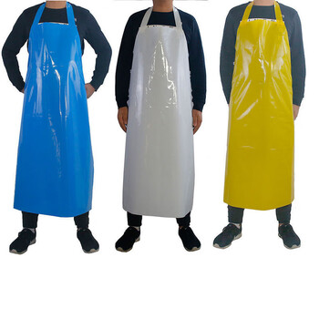 鸣固 TPU环保围裙 防污防油耐寒不发硬无异味食品围裙 大巾饭单围腰 白色厚 蓝色 均码
