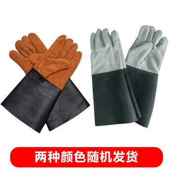 者也（ZYE）焊工劳保手套 加长牛皮电焊手套 防烫隔热焊接半皮手套 牛皮皮袖拼接 24双