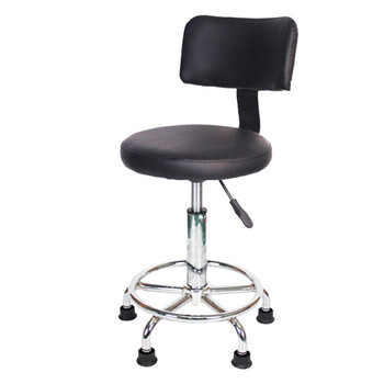 稳斯坦 WST210 员工凳 圆凳实验室升降PU椅工位设施 靠背PP钉款-黑色 需自行安装