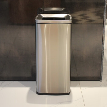 迪恩斯（DEANS）不锈钢垃圾桶公共厕所卫生间大号商用办公室厨房无盖直投方桶果皮桶洗手间擦手纸垃圾桶30升