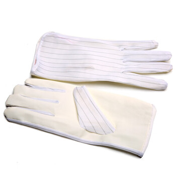 者也 条纹防静电手套50双 双面条纹无尘车间防护透气防滑薄款 L码