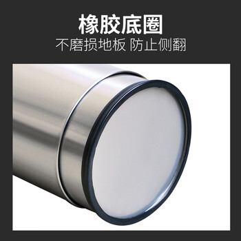 益美得 CY04 圆形不锈钢垃圾桶 酒店客房卧室厨房无盖直投垃圾桶阻燃防漏美观宾馆商场果皮桶 房间桶 双层14L