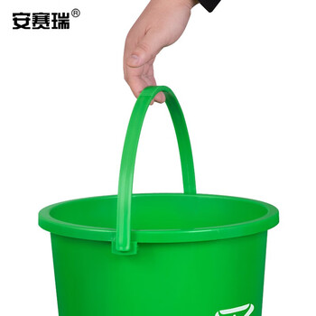 安赛瑞 塑料分类水桶  带盖手提垃圾桶 10L干湿分离厨余垃圾分类过滤餐厨圆桶 绿色 710049
