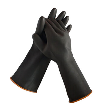 稳斯坦 WST526 耐酸碱乳胶手套 防油化工防滑劳保手套 黑色45cm