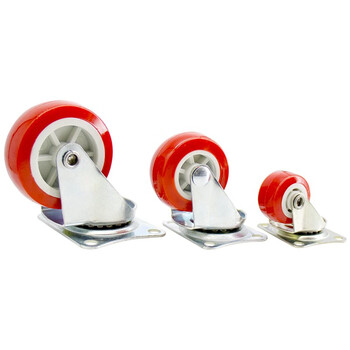 海斯迪克 HK-5022 红色pp肥仔脚轮 轻型家具推车板车工业轻型机械定向小轮子 1.5寸定向轮（4个）