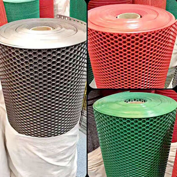 3G 新六方防滑垫 镂空地垫 大孔橡胶地垫 一次成型地垫 红色 厚5mm*长15m*宽90cm 企业定制