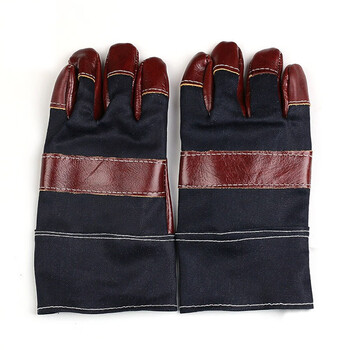 者也（ZYE）海员手套牛仔布短款耐磨焊工手套短皮氩弧焊焊接手套牛皮电焊手套（颜色随机发） 100双