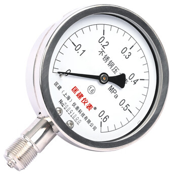 匡建仪表（CONJANT）Y-100BF不锈钢压力表 水压表油压表液压表 表盘直径100mm径向耐高温耐腐蚀 0-0.6MPa