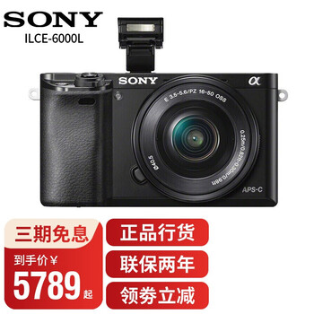 索尼（SONY)ILCE-6000L a6000微单数码相机 入门摄影照相机 16-50套机 A6000单机+16-50镜头 套装 黑色 套餐二