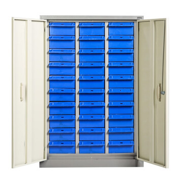 贺曼30抽蓝色带门零件柜元件柜抽屉式工具柜零件盒螺丝分类存储柜物料柜