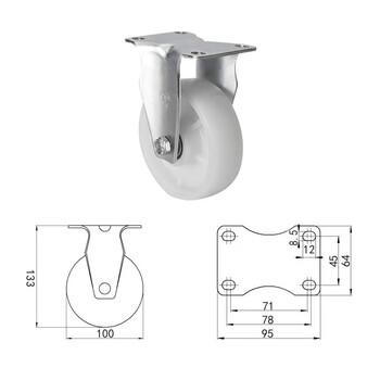 安赛瑞 定向脚轮 4英寸中型尼龙轮 家具工业轮 承重150KG 滑轮滚轮 平板手推车轱辘 易得力企业可定制 16222