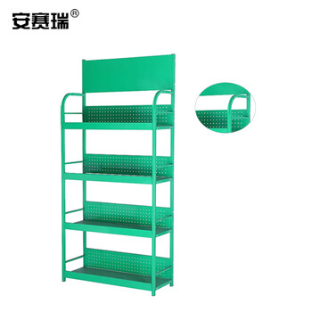 安赛瑞 轻型小货架(四层)机油配件展示架 超市便利店置物架展销架 润滑油金属货架 绿色 28389