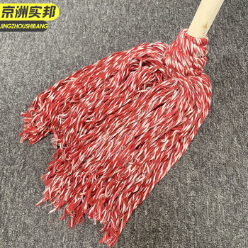 京洲实邦 红白 不掉毛企业工厂木杆圆头墩布 JZSB-TB8002
