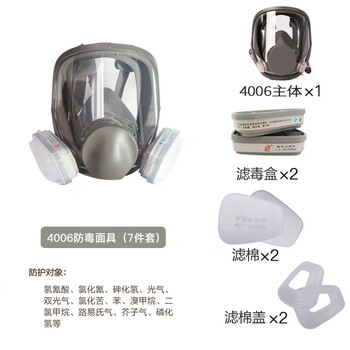 普达防毒面具 MJ-4006全面罩配P-B-1(1号)滤毒盒七件套 印刷制药加工