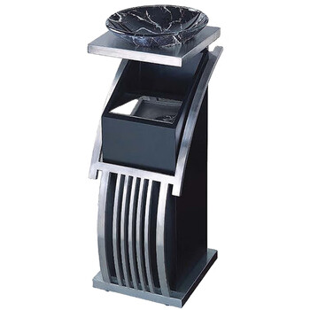 兰诗（LAUTEE）WY6020 酒店大堂立式烟灰缸不锈钢垃圾桶带灭烟盆 方管钛金配钛金盆