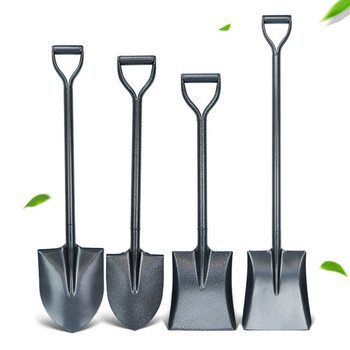 者也 一体全钢D型把铁锹铲消防锹尖头锹 防汛抗洪农用挖土园艺小铁铲农具锰钢一体方头锹 尖铲80cm