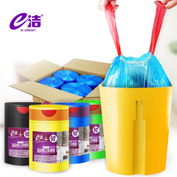 e洁（e-clean）DT104045-90自动收口手提式加厚塑料袋PE 90只/卷 40X45CM定做4卷