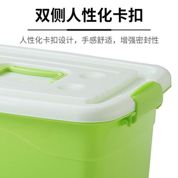 京云灿透明塑料收纳箱 加厚有盖大小号手提杂物储物箱 玩具衣物收纳盒小号清新绿28*19.5*16.5cm
