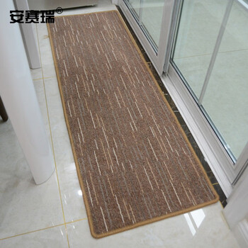 安赛瑞 厨房地垫 洗手间浴室防滑垫 50×120cm 长条地毯脚垫门垫 吸水脚垫 条纹棕色700622