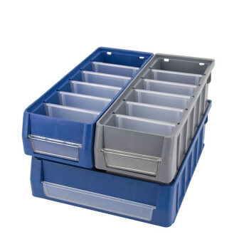 箱大王 Xlj-17 塑料分隔式零件盒 货架收纳箱物料盒 蓝色 中3号（500*235*90）