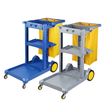 白云清洁（baiyun cleaning）AF08170 多用途清洁杂物车 物业酒店清洁手推车 蓝色无盖