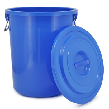 益美得 YJ-E130 金属提手大水桶工业垃圾桶圆形带盖大号 蓝色150L