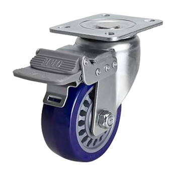 安赛瑞 平顶刹车脚轮 4英寸中型TPU低噪音轮滑轮 承重250KG滚轮 易得力定制 16235