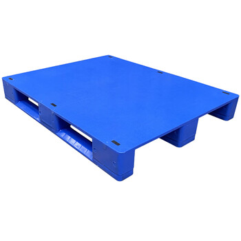 飞尔 平面塑料卡板 平板地台板 加厚蓝色塑胶栈板 川字叉车托盘【99 川字平面 1200x1000x150 16KG】