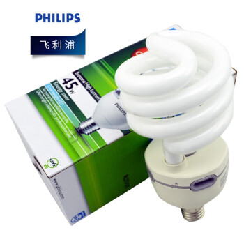 飞利浦（PHILIPS）照明企业客户 大功率节能灯超亮节能灯 e27 螺口 45W日光灯泡 螺旋型 白光 优惠装2支 